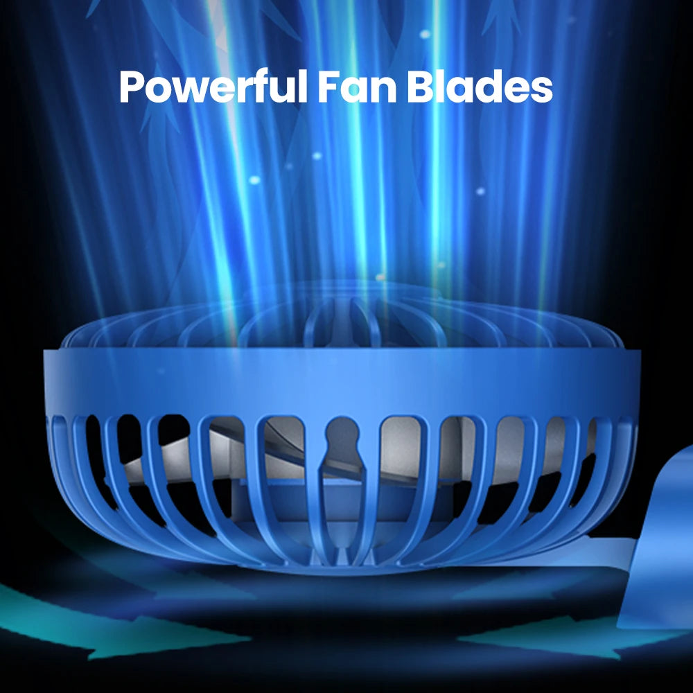 5000Mah Mini Portable Fan USB Rechargeable Hand Held Fan,Small Pocket Fan 3 Speeds with Lanyard &Base,Usb Desk Fan Foldable